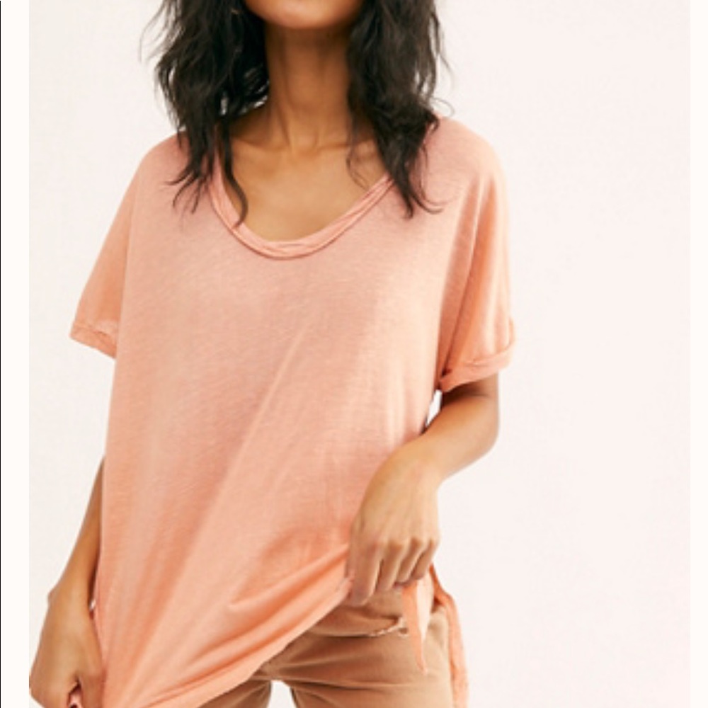 Free People Peach Short Sleeve Tee